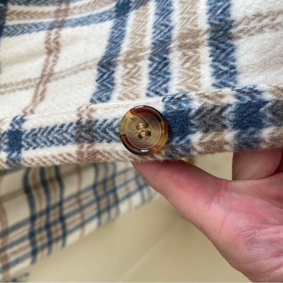 Plaid Single Breasted Flap Detail Drop Shoulder Overcoat, Size Med NWOT - Picture 8 of 8